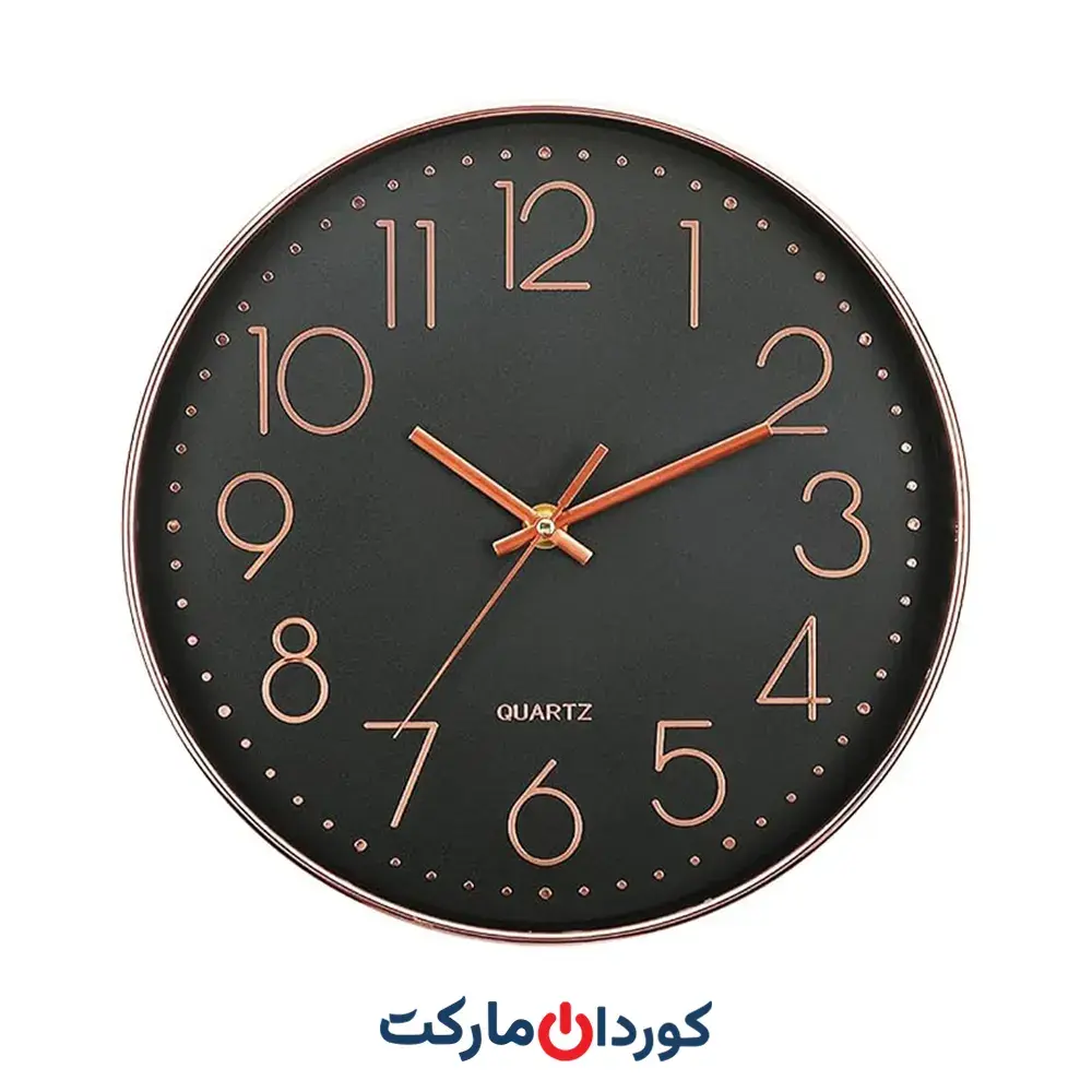 ساعت دیواری ۱۲ اینچی بیصدا، بدون تیک تاک، مشکی رزگلد