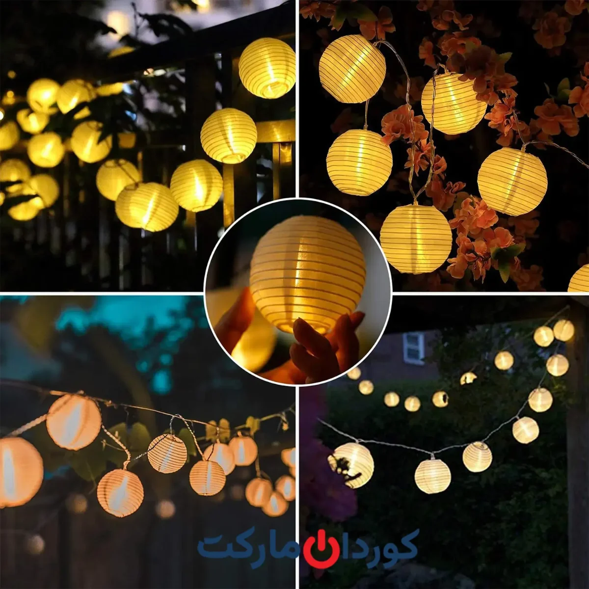 چراغ‌های رشته‌ای خورشیدی Lezonic مخصوص فضای باز طرح فانوس مدل SL-LED-30-D