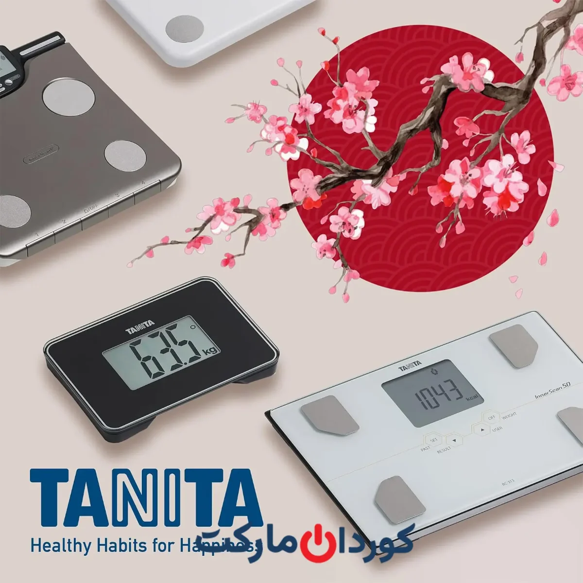 کوچکترین ترازوی دیجیتال حمام با قابلیت حمل آسان، رنگ مشکی صدفی TANITA HD-386 - Image 3